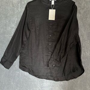 Premium Selection H&M Black 100% Linen Button Up Shirt size Large